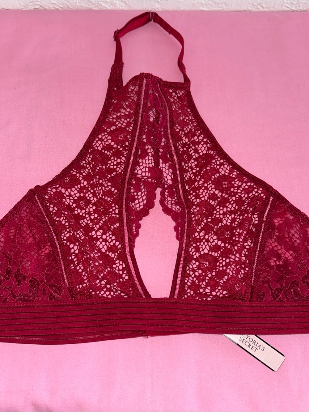 Victoria's Secret Wine Lace Halter Bralette